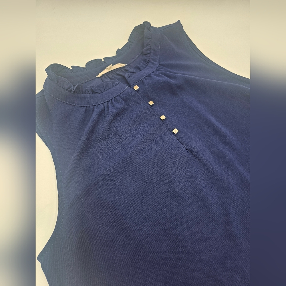 41 Hawthorn Metal Studded Women's Blouse Sleeveless Blue Size L - Picture 2 of 15